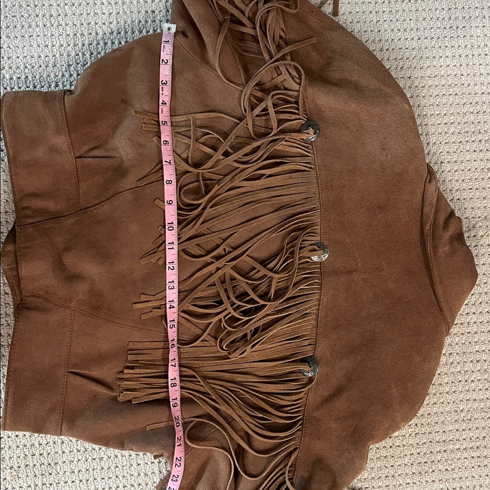 Vintage 80s Brown Genuine Leather suede Jacket Fringe Cowgirl Southwestern - Picture 17 of 17